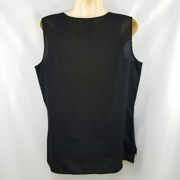 Calvin Klein Black Side Slit Sleeveless Blouse M - Picture 3 of 3